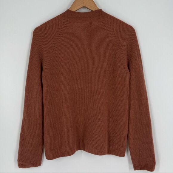 Vince 100% Cashmere Ribbed Knit Mock Neck Sweater in Brown | Size XS - Picture 2 of 6